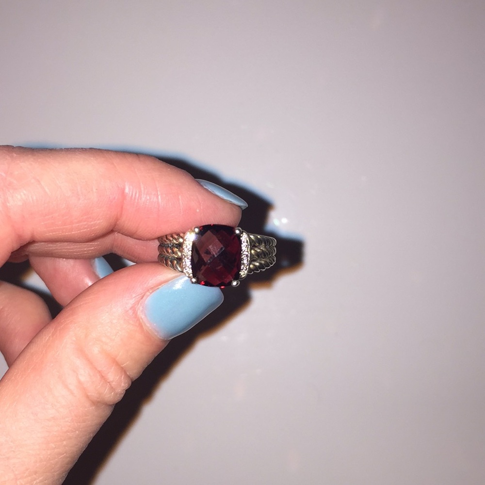 DY: Petite Wheaton Ring with Garnet and Diamonds